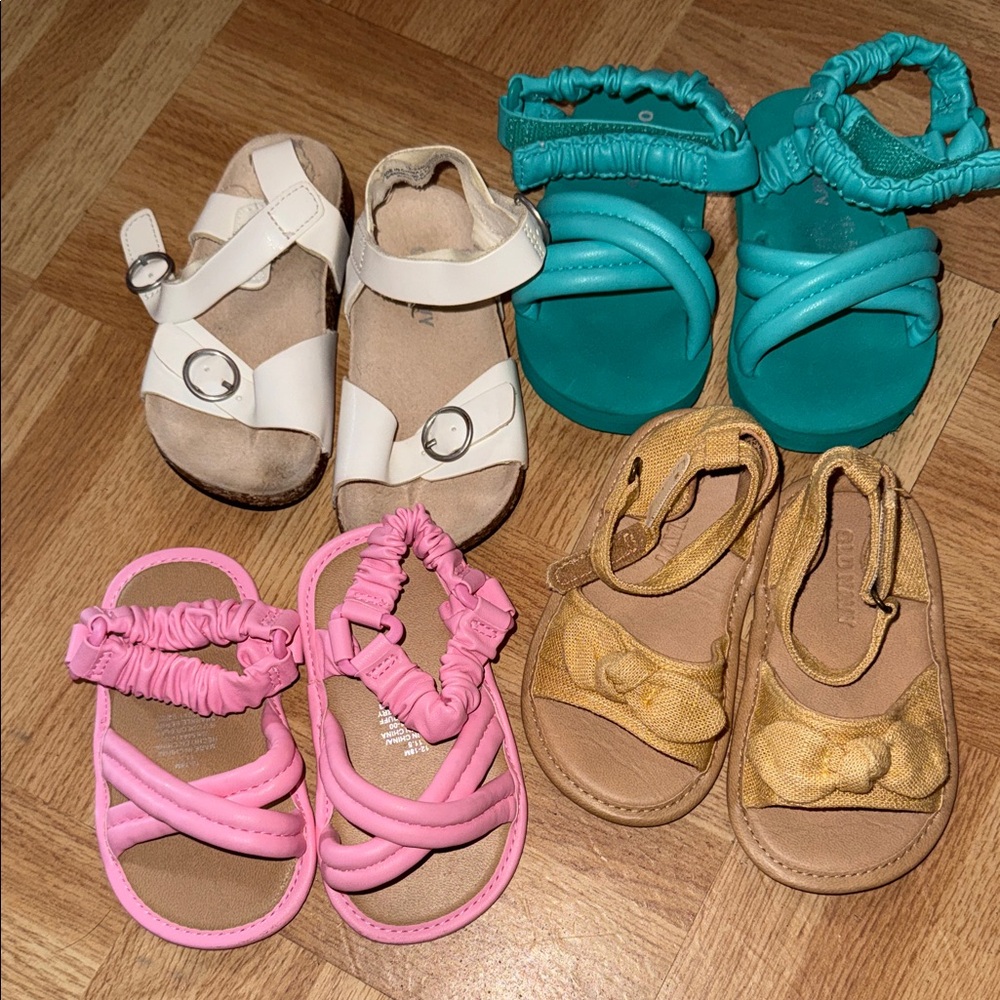 Old Navy Kids Sandals - White, Pink, Teal, Gold